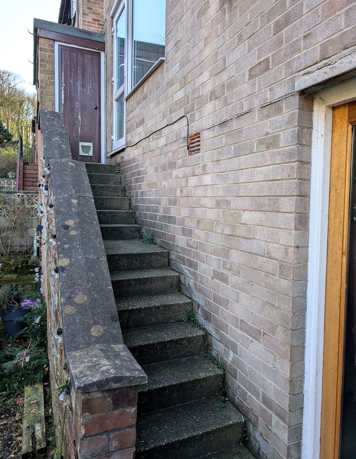 The old masonry external staircase before removal, Meadowhead, Sheffield
